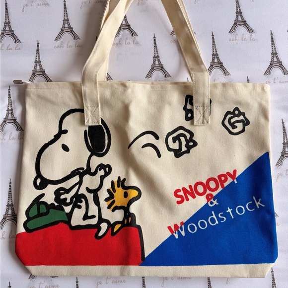 New Snoopy & Woodstock Canvas Tote Bag - Multicolor - Picture 3 of 8